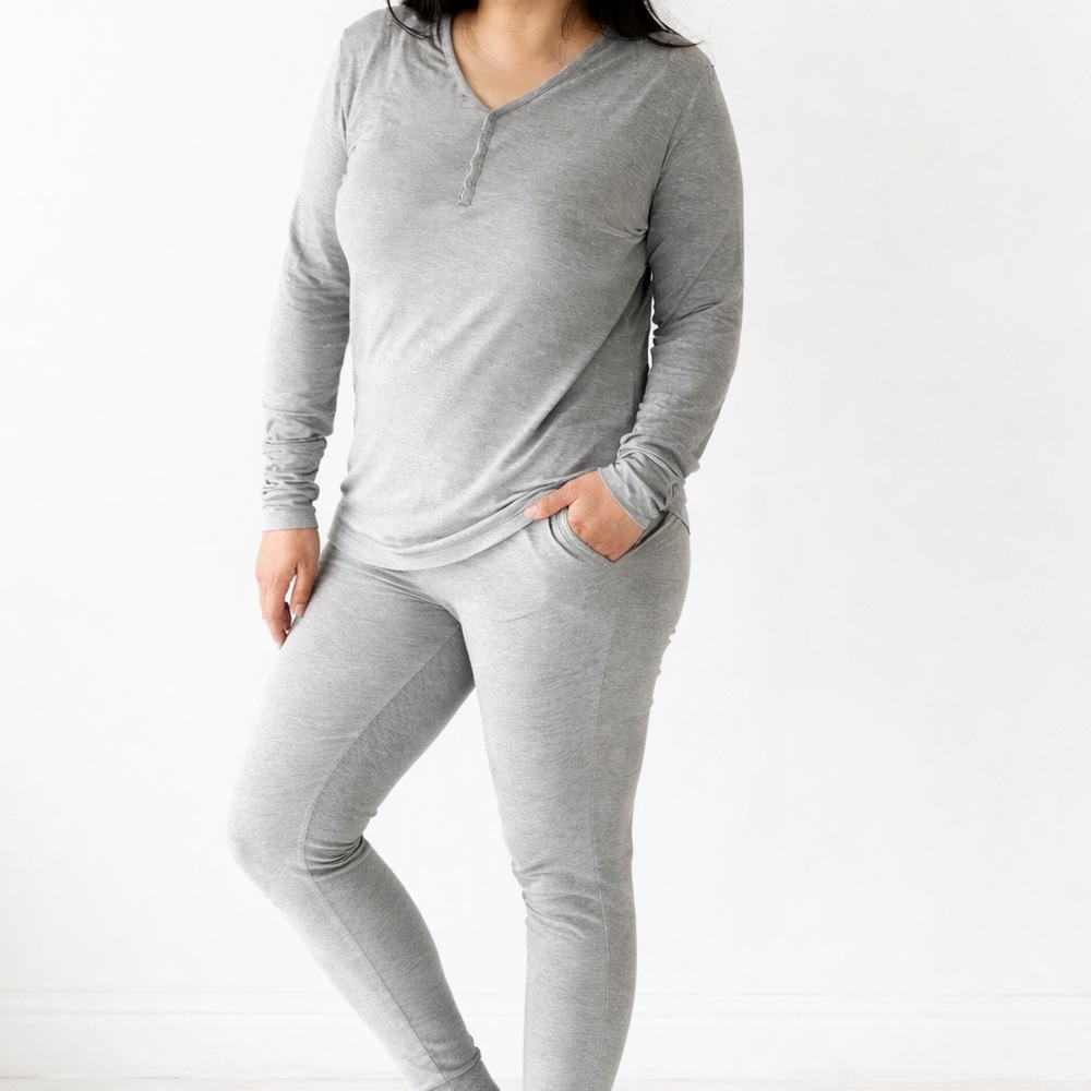 Little Sleepies XS Heather Gray Bamboo Pajama Set